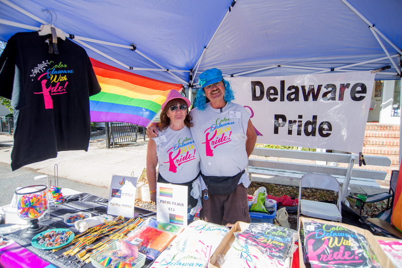 Elizabeth, left and Steve Newman man the Delaware Pride booth. BY DENY HOWETH